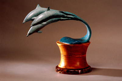Bronze Sculpture Artist Roy Peratrovich Dolphins Statue